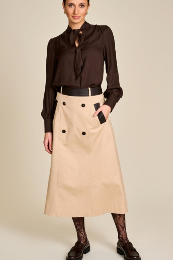 Susan Leather - Beige+contrast Brown