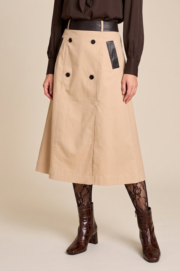 Susan Leather - Beige+contrast Brown